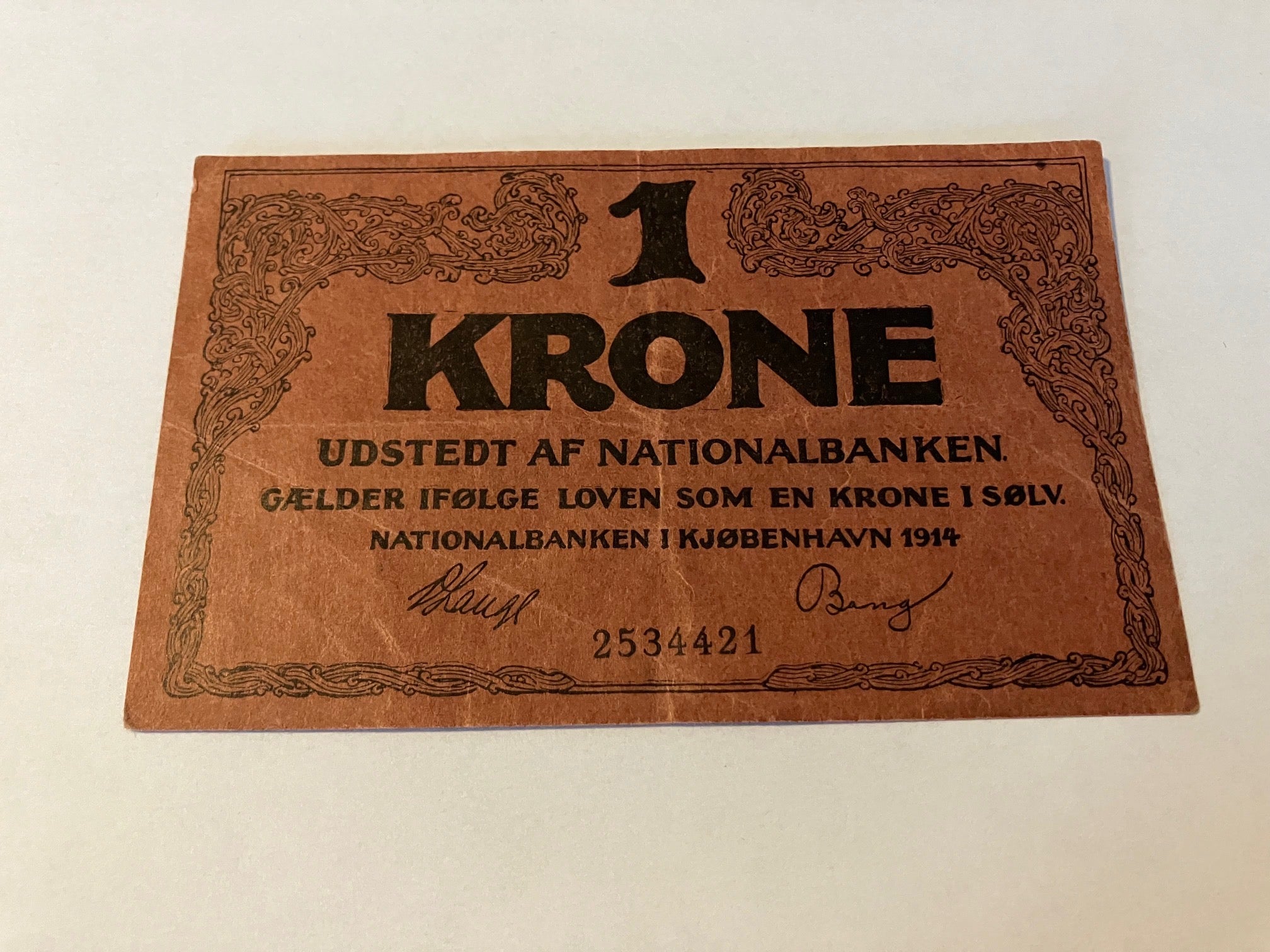 1 Krone Rød 1914 - Pæn