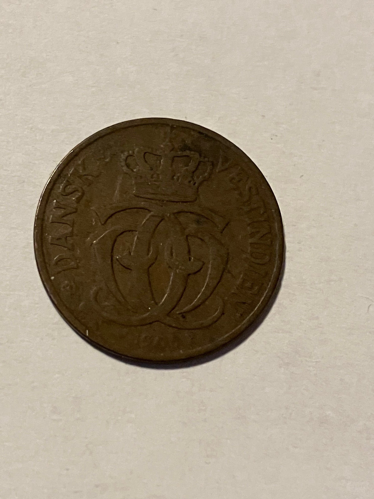 1 Cent 5 Bit Dansk Vestindien - Slidt