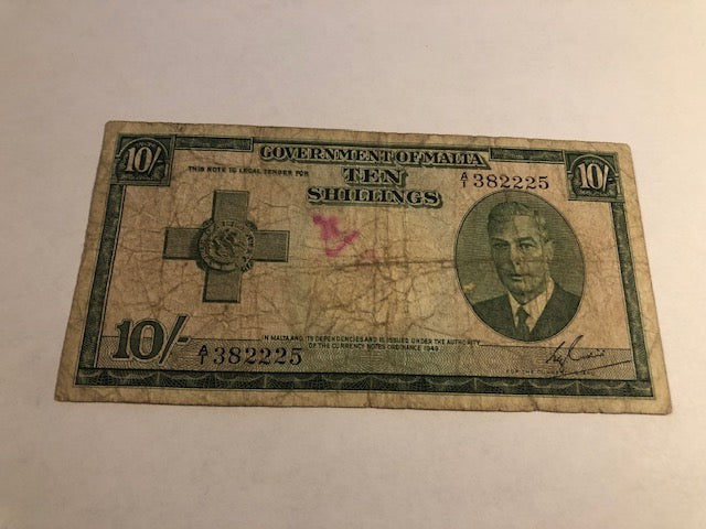 Ten Shillings Malta 1949